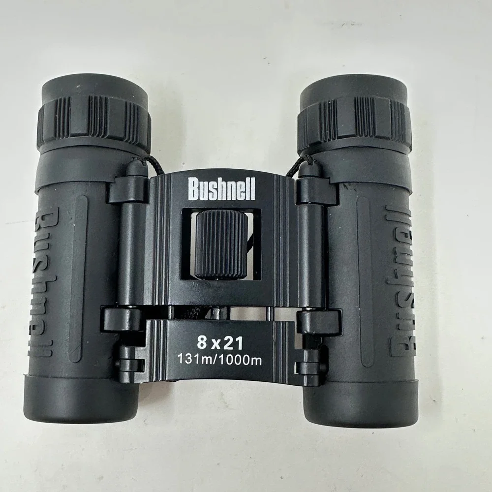 Bushnell 8x21 Compact Folding Binoculars Black 131m/1000m Case Camping Hiking